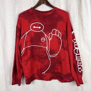 Big Hero 6 Baymax red tie-dye sweatshirt Disney XXL crewneck pullover relaxed